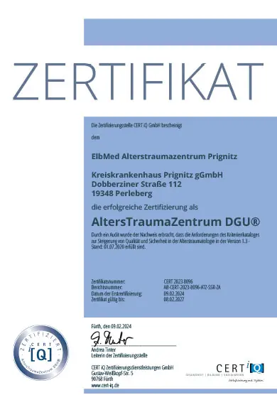 Zertifikat Alterstraumazentrum