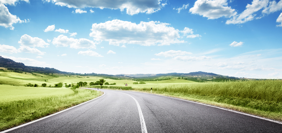 asphalt road in Tuscany, Italy